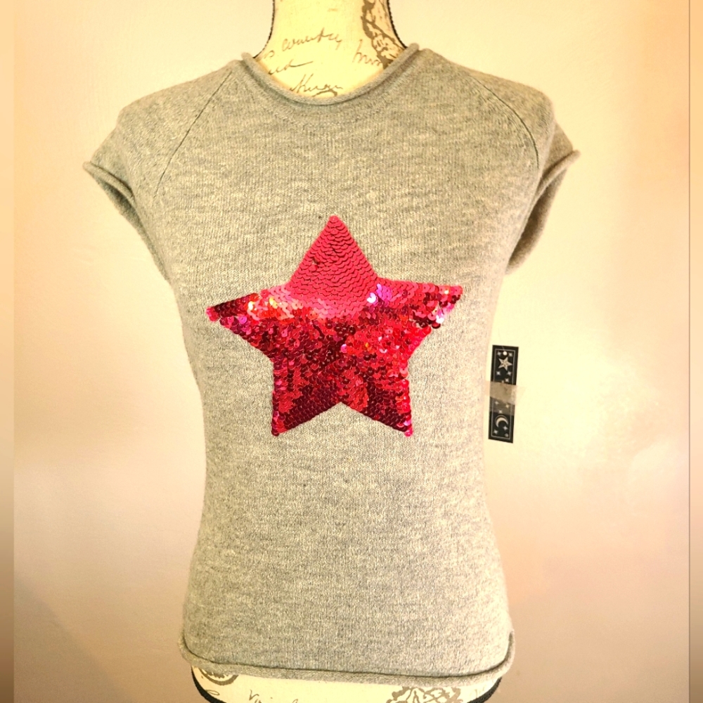 Vintage Sequin Star Sleveless Sweater.  sz M